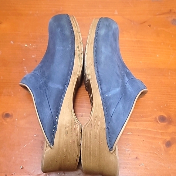 SANITA WOMEN'S DANISH CLOG BLUE LEATHER SLIP ON WEDGE HEEL SANDAL SIZE 41 US10.5 - Picture 5 of 13